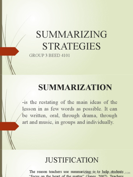 Is Summarizing a Skill or Strategy?