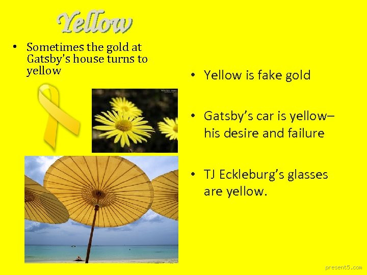 What Does the Color Yellow Symbolize in The Great Gatsby Chapter 3?